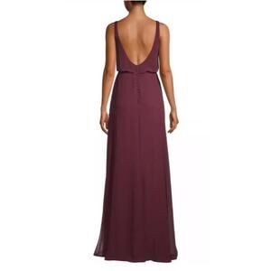 Bill Levkoff Wine Chiffon V-Neck A-line Dress, Size 10, NWT
